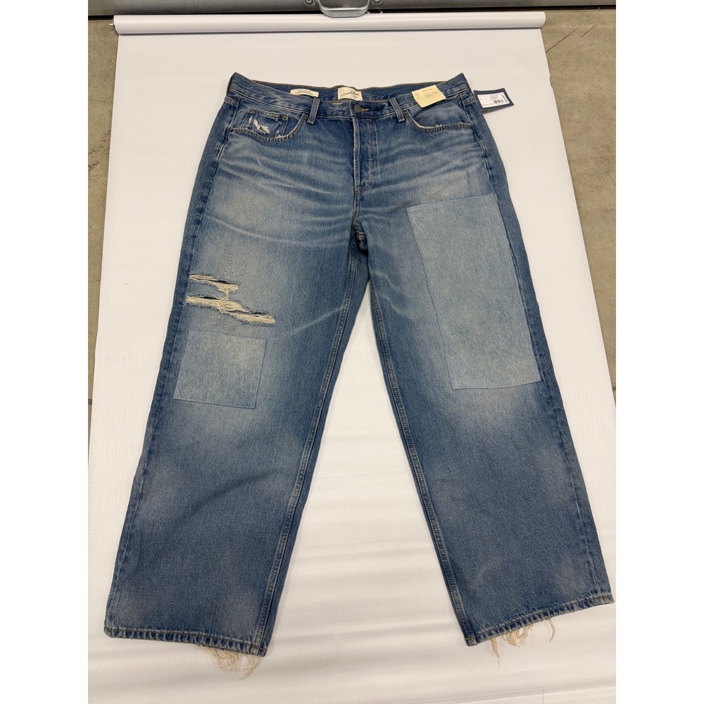 Universal Thread 90s Baggy Jeans size 16 Short Medium Wash Patchwork Distressed